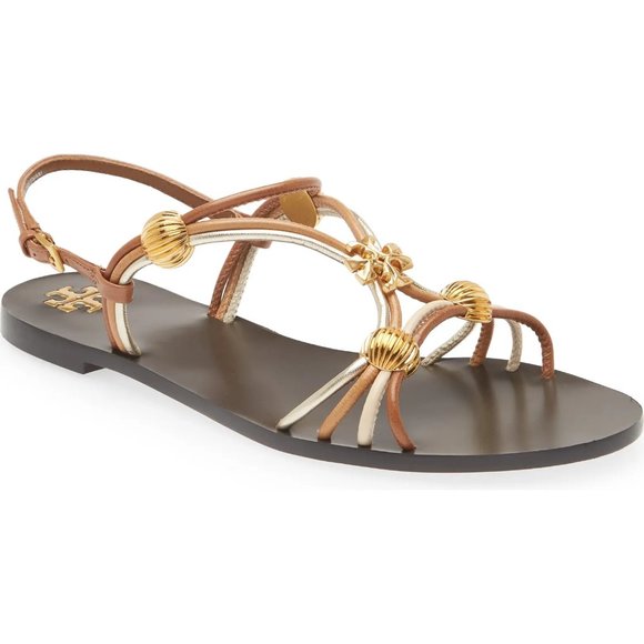 Tory Burch $328 NIB CAPRI MULTI STRAP SANDAL MOCHA / TOASTED BARK / GOLD  Brown - Picture 11 of 11